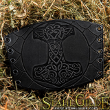 Leather  Bracers Thor's Hammer Mjolnir Scale design: a pair